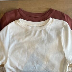 A NEW DAY seamless cropped shirt, brown, and white included